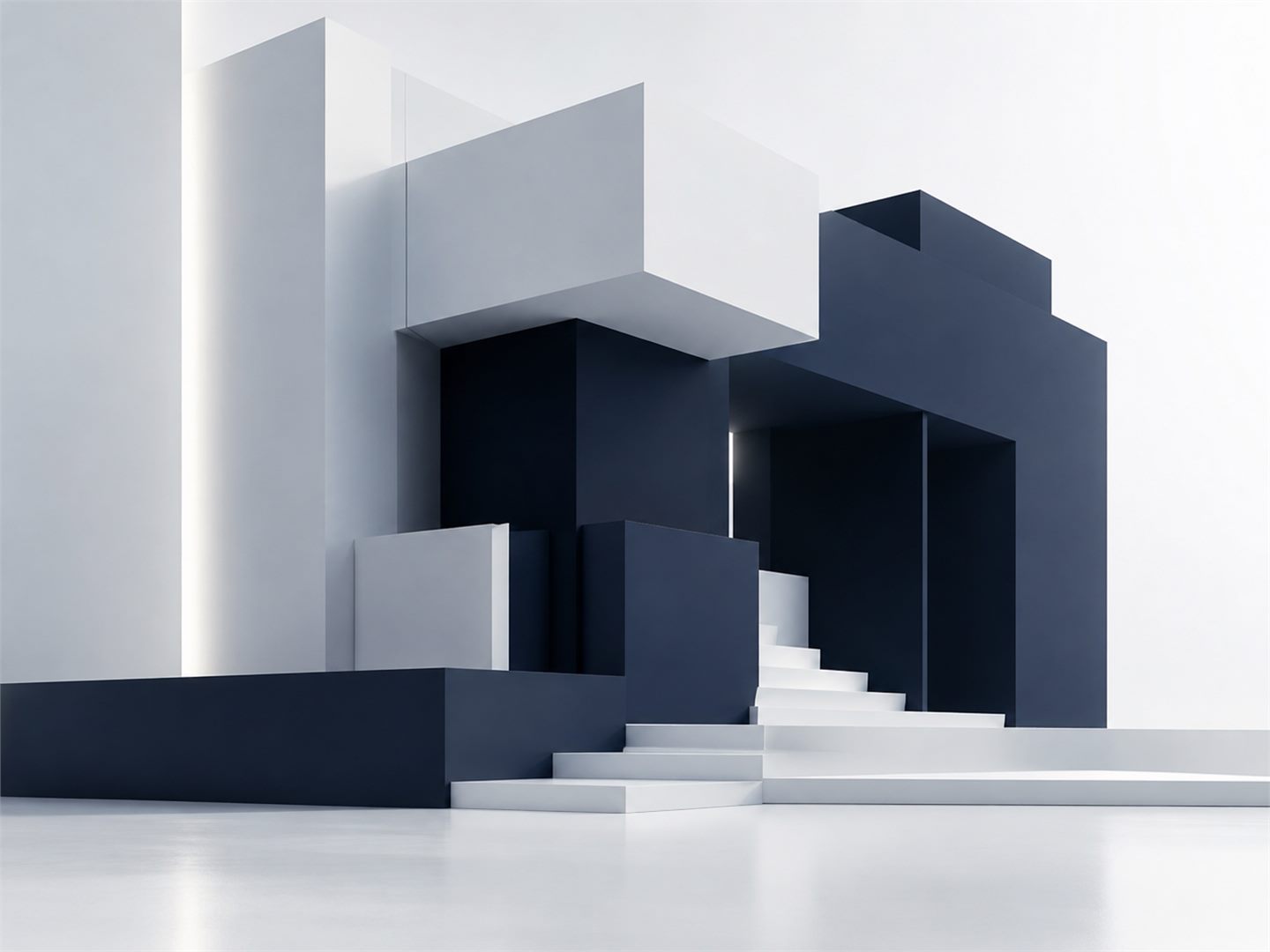 Composición abstracta de bloques que representa arquitectura y progresión